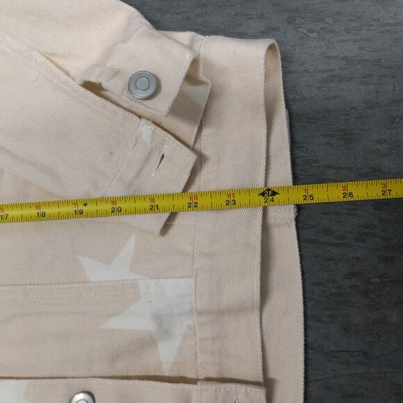 Dress Up Star Print Denim Jacket Womens S Pink and White 100% Cotton - Picture 5 of 6